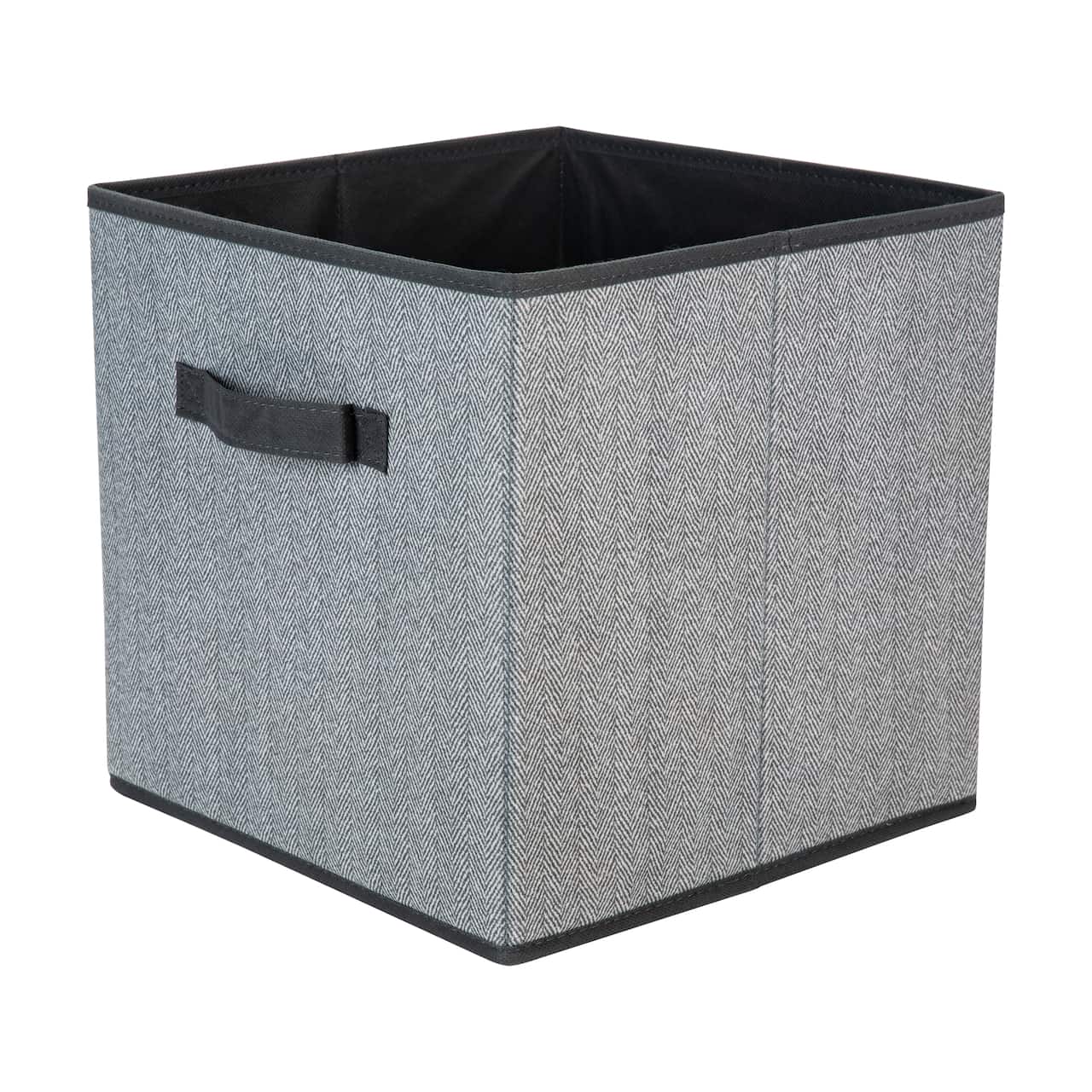 Simplify 12&#x22; Collapsible Herringbone Gray Storage Cube